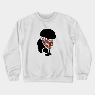 Afro Hair Woman with African Pattern Headwrap Crewneck Sweatshirt